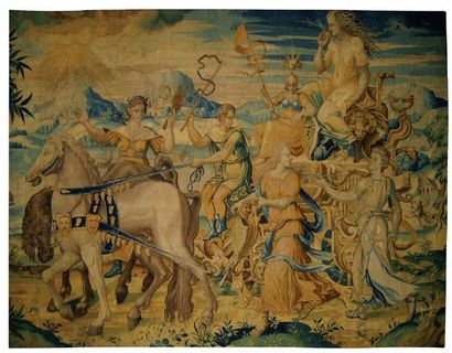  Rare tapisserie : La pomme de la discorde Aphrodite, choisie par Pâris qui lui a...