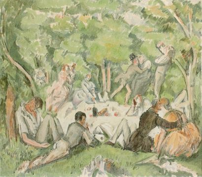 Paul CÉZANNE (d'après) Le déjeuner sur l'herbe, vers 1910 Lithographie exécutée par...