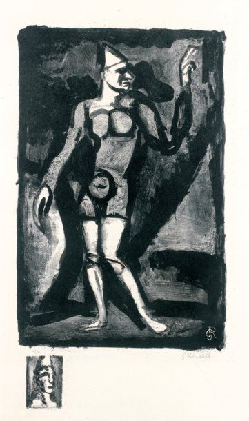 GEORGES ROUAULT Le Pitre, 1926 Lithographie. 352 x 225 et 59 x 40 (remarque). Chapon...