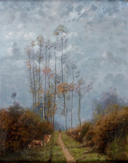 Antoine CHINTREUIL (1816-1873) L'automne Huile sur toile signée en bas à gauche....