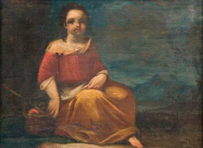 École ITALIENNE du XVIIIe siècle, suiveur de Giuseppe GAMBARINI Jeune femme assise...