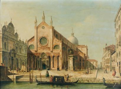École ITALIENNE du XIXe siècle, d'après CANALETTO Église San Giovanni e Paolo Toile....