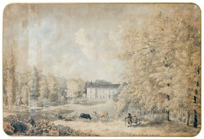 Le Marquis de Lamarche (actif au début du XIXe siècle) Vue du parc d'un château Aquarelle,...