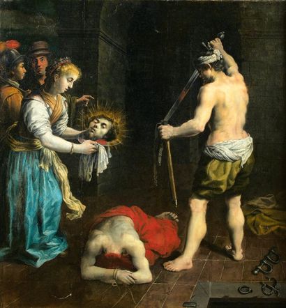 Attribué à Nicolas BOLLERY (1560-1630) La Décollation de Saint Jean Baptiste Panneau...
