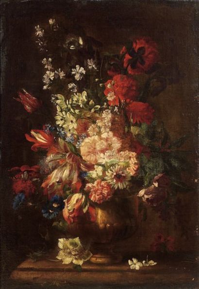 Giovanni STANCHI (actif à Rome vers 1675-1672) attribué à Nature morte au bouquet...