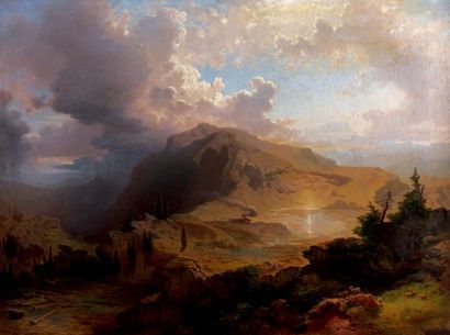 Heinrich HEINLEIN (Weilburg 1803 - Munich 1885) Les Alpes après un orage Sur sa toile...