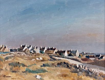 Edmond CERIA (1884-1955) Village breton Huile sur toile. Signée en bas à gauche....