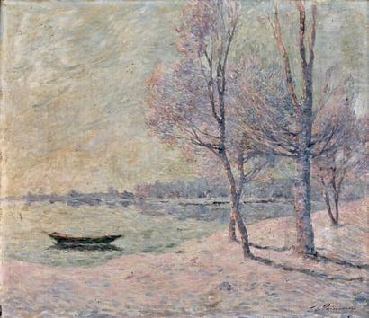 Ferdinand Loyen du PUIGAUDEAU (1864-1936) La barque Huile sur toile. Signée en bas...