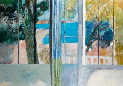 Guy BARDONE (1927) Fenêtre sur Bandol Huile sur toile. Signé en bas à gauche. 112...