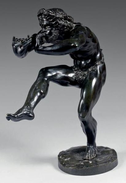 EUGÈNE LOUIS LEQUESNE (1815-1887) Le Faune dansant Épreuve en bronze d'édition ancienne...