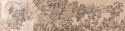 CHINE - XIXe siècle Peinture en largeur à l'encre et couleur sur soie, représentant...