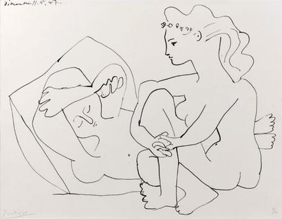 Pablo PICASSO Jeunes femmes nues reposant, 1947 Lithographie, feuille 50 x 66 cm...