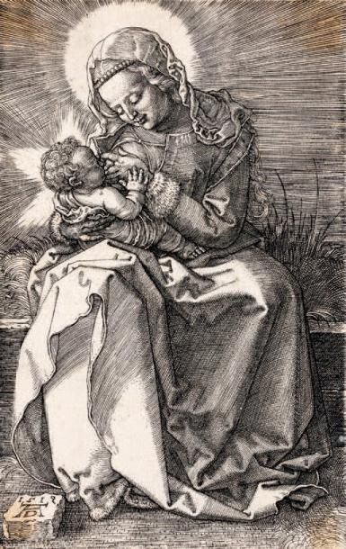 Albrecht DÜRER La Vierge allaitant l'Enfant Jésus, 1519 Burin, 11,8 x 7,4 cm, filet...
