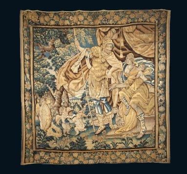 AUBUSSON première partie du XvIIe siècle Panneau en tapisserie à sujet de mythologique...