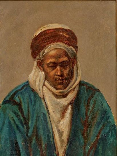 Attribué à Henri Van WYK (école hollandaise, né en 1833) Portrait d'arabe huile sur...
