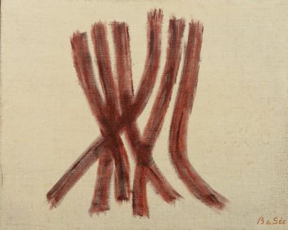 Bernard de SEE (XXème siècle) Traits rouges sur fond blanc, sans titre huile sur...