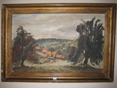 Maurice Georges PONCELET (1897-1978) Toits de maisons Huile sur toile Signée et daté...