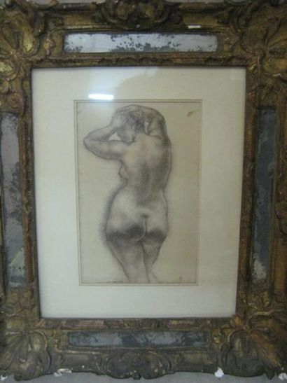 Alfred Auguste JANNIOT(1889-1969) Nu feminin de dos dessin Signé en bas à gauche...