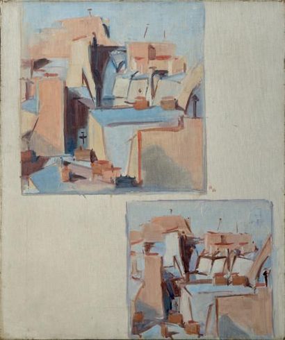 Jean HÉLION (1904-1987) Toits de Paris, 1961 Huile sur toile, monogrammée «H» et...