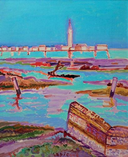 Charles LAPICQUE (1898-1988) Lagune de Venise et Burano, 1955 Huile sur toile, signée...
