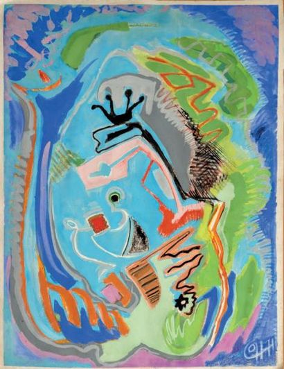 Otto HAJEK (1927-2005) Composition abstraite Gouache signée en bas à droite. 63 x...