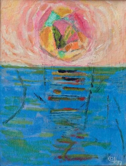 Otto HAJEK (1927-2005) Coucher de soleil, 1971 Huile sur toile, signée en bas à droite...