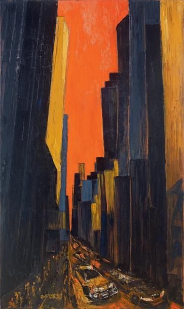 Olivier CATTE (1957) «New York City #17», 1999 Huile sur toile. Signée et datée «99»...