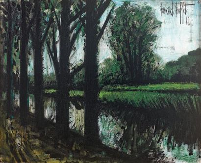 Bernard BUFFET (1928-1999) Arbres près de la rivière, 1961 Huile sur toile, signée...