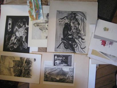 null Lot de gravures, lithographies et divers comprenant: - Maurice MOURLOT le lapin...
