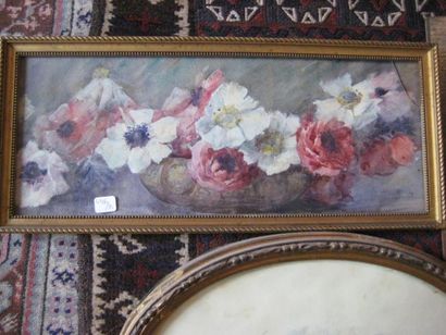 Léa CHAPON Fleurs, pastel - ACROIX, Fleurs aux vases bleu, aquarelle, signé en bas...