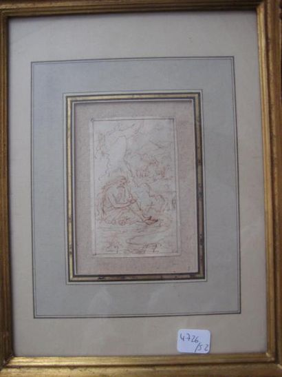 Italie XVIIIème Marie Madeleine repentante Dessin 9,2 x 5,8 cm