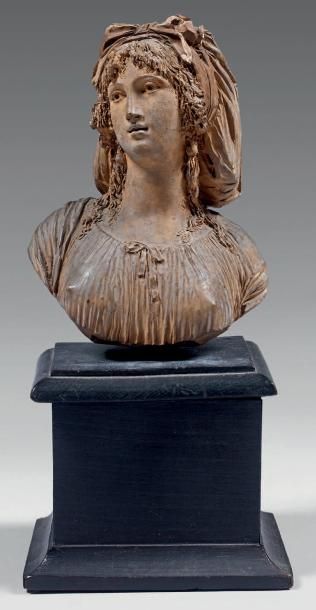 JOSEPH-CHARLES MARIN (1759-1834) Portrait d'une jeune romaine Buste petite nature...