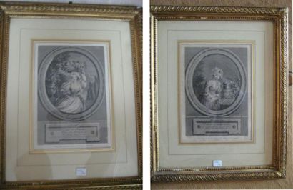 null Paire de gravures noir et blanc: - Marton "Je vends des bouquets" -Perrette...