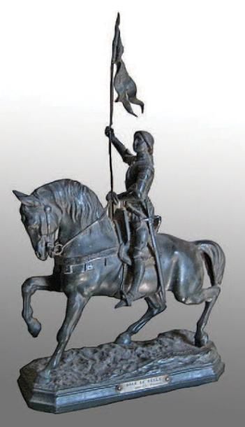 Charles PERRON (1862-1934) "Jeanne d'Arc à cheval" Sujet en composition