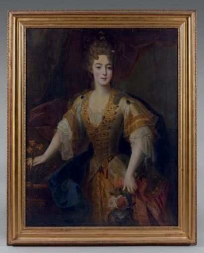 École FRANÇAISE du XVIIIe siècle Portrait de femme tenant un bouquet (la duchesse...