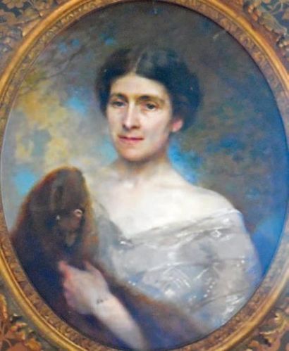 PAUL-LEROY, actif à la n du XIXe siècle Portrait de femme à l'étole de fourrure...