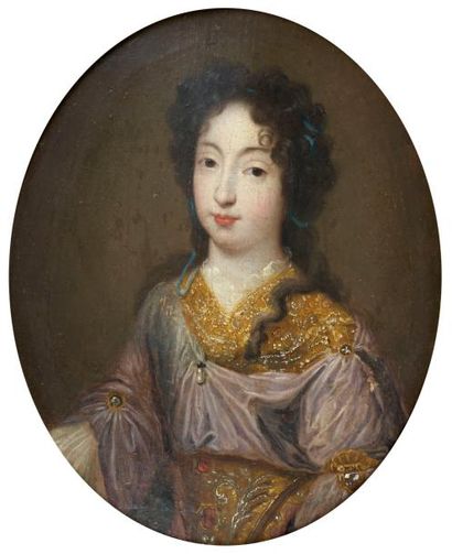 Ecole FRANCAISE vers 1700; entourage de Pierre Mignard Portrait de femme Toile ovale...