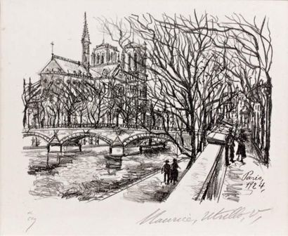 Maurice UTRILLO (1883-1955) Notre Dame de Paris Lithographie originale. 17 x 22 cm...