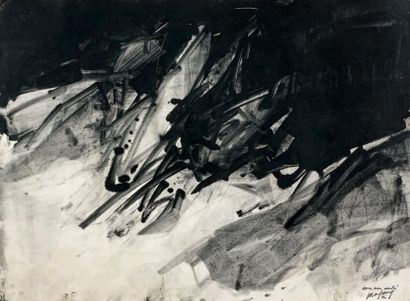 André MARFAING (1925-1987) Composition Encre noire, signée en bas à droite, datée...