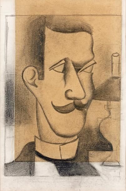 Roger de la FRESNAYE (1885-1925) Tête d'homme, vers 1920 Fusain et estompe sur feuille...