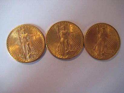 null ETATS UNIS 20 Dollars or, eagle, 1925 (3) Lot de 3 monnaies or