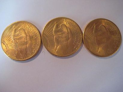 null ETATS UNIS 20 Dollars or, eagle, 1925 (3) Lot de 3 monnaies or