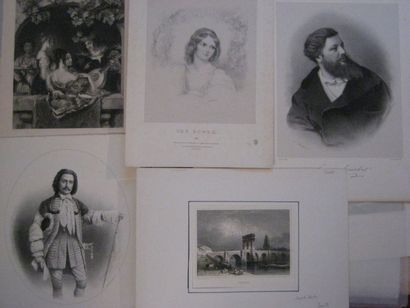 null Lot comprenant un ensemble de gravures diverses XIXème siècle