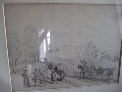 Louis CABAT (1812-1893) Le retour des champs Fusain, signée en bas à droite. 43 x...