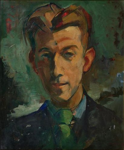 P. CREIXAMS PICO (1893-1965) «Portrait de Marcel Aymé» huile sur toile signée en...