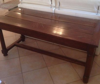 null Table rustique en bois naturel à entretoise 160 x 73 cm