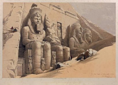 null Temple d'Abou Simbel 41 x 60,5 cm. Vue: 33 x 49 cm En coloris d'époque. (Rousseurs...