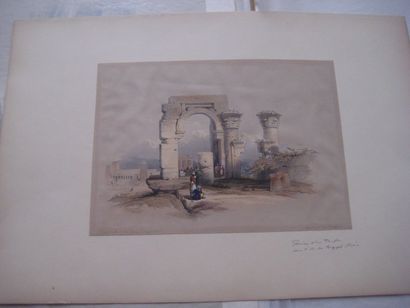 null Ruine d'un temple dans l'île de Biggeh (Nubie) 41 x 60,5 cm. Vue: 24,5 x 34,5...