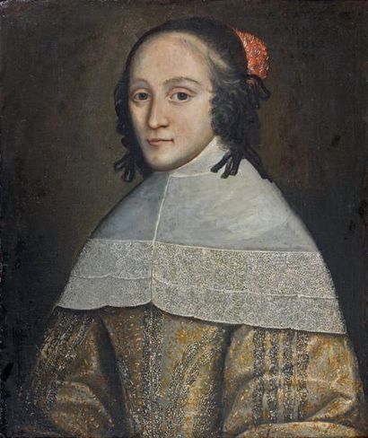École française du XVIIe siècle, suiveur des frères LE NAIN Portrait de femme en...