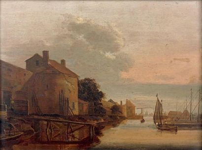 Attribué à Cornelis Gerritsz, DECKER (1610-1678) Le retour des pêcheurs Panneau de...
